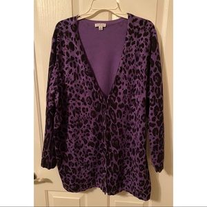 Joan Rivers Purple Leopard Cardigan